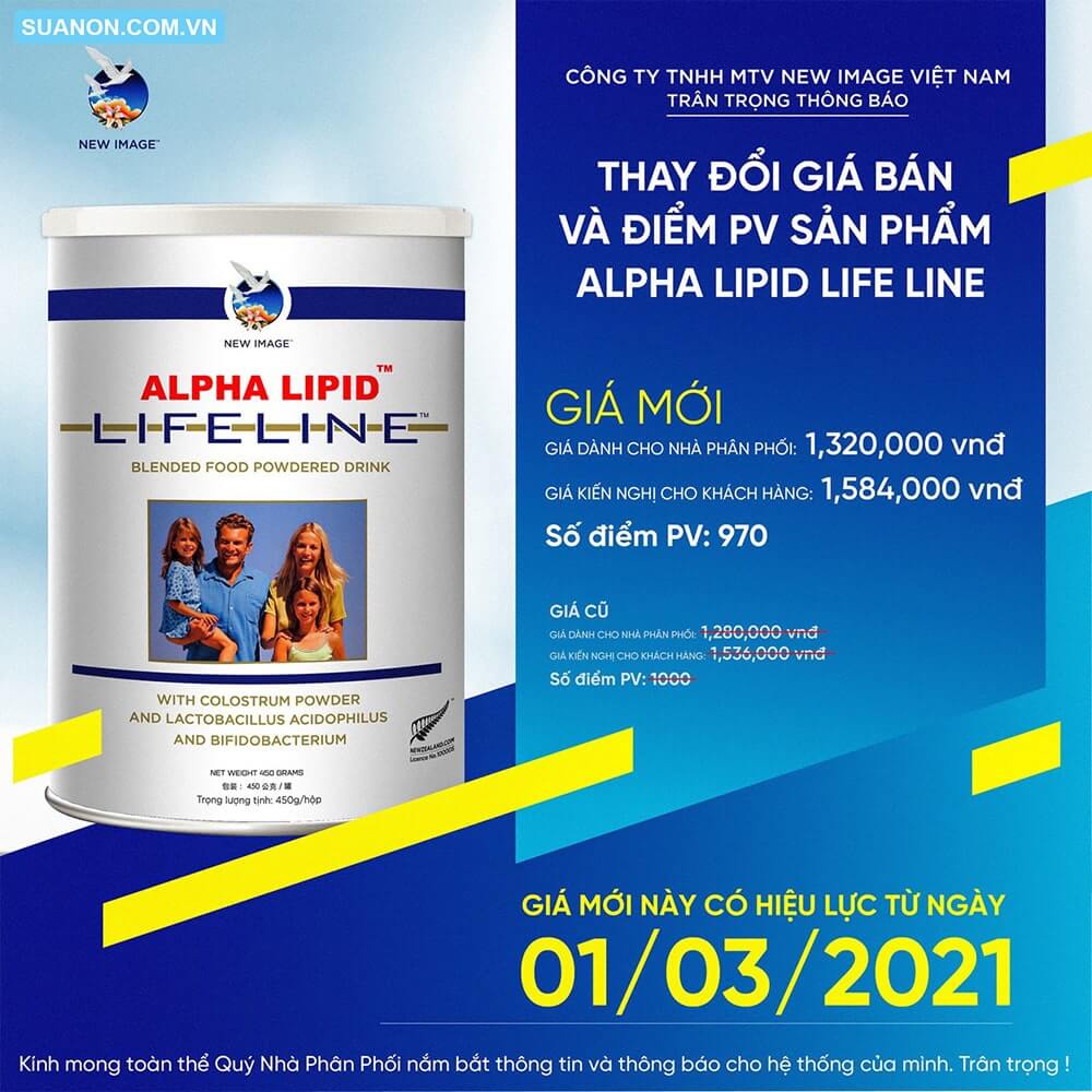 Cập nhật giá sữa non Alpha Lipid Lifeline